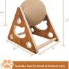 Cat Toys Sisal Scratcher Ball, Natural Sisal Cat Scratching Ball, Cat Scratcher Toy with Ball, Scratching Ball for Cats and Kittens, Interactive Solid Wood Scratcher Pet Toy, Diameter 6.5 Inch