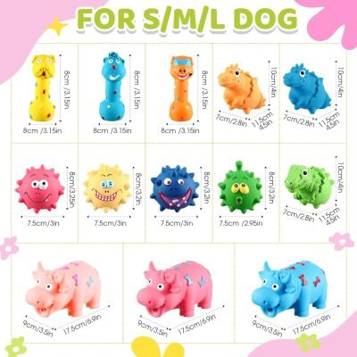 71z4W5MeqwL._AC_SL1500 13 Pcs Squeaky Dog Toys Durable Latex Squeaker Puppy Chew Rubber Dog Toys Boredom Animals Interactive Dog Toys Colorful Funny Fetch Toy for Small Medium Breed