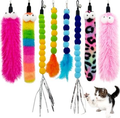 Cat Feather Toys Refill Cat Wand Replacement Feathers, 16 PCS Cat Toy Feather Refills, Cat Wand Attachments Feathers for Cat Toys