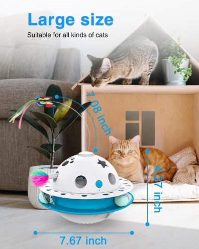 3 in 1 Smart Cat Toys, Interactive Cat Roly Poly Toy, Electric Indoor Kitten Toys, Fluttering Butterfly,Random Whack-A-Mole Mice, 1 Pcs Catnip Balls,Auto On/Off (Blue)