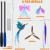 2024 latest Cat Toys, 2 in 1 Spring Cat Wand Toy with 2PCS Ultra-long Cat Teaser, 4PCS Spring Steel Wire & 5PCS Feather Refills for Kitty Kitten Indoor Cats Cat Accessories