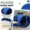 Cat Tunnel and Bed Toy Set with Removable Plush Bed for Indoor Use; Perfect for Cats, Dogs, and Ferrets; Cat Toys Attached; Top Pet Tunnel for Fun, Exercise, and Rest; Cat Toys for Indoor Cats (Blue).