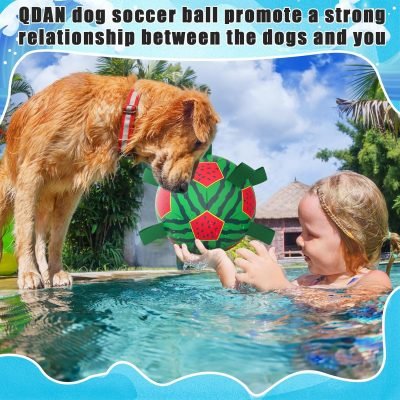 Watermelon Ball Dog Water Toys- Waterproof Dog Soccer Ball with Straps, Dog Beach Balls for Summer Outdoor Games Swimming Pool with Family Kids, Outdoor Dog Toys (9 inch)