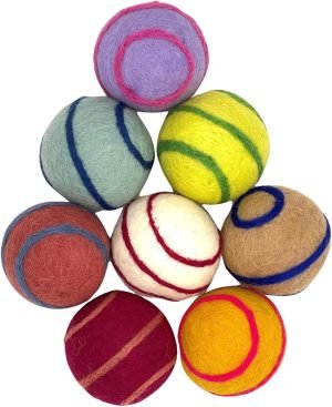 Wool Ball Cat Toys, Eco Friendly Safe for Cats Ferrets and Small Animals, Safe Pet Balls for Indoor and Outdoor Use, (Extra Lg - Spiral)