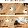 4 in 1 Cat Laser Toy Automatic, Interactive Cat Toys for Indoor Cats, Hide and Seek Kitten Wand Toy, USB Rechargeable Electronic Toys with Moving Feather, Cover for Bored Cats All Breeds