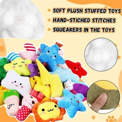 80 Pcs Dog Squeaky Toys Bulk for Small Puppy Dog Stuffed Plush Chew Toys Small Medium Dogs PET Toys with Squeakers for Puppies Teething (Novel Style)