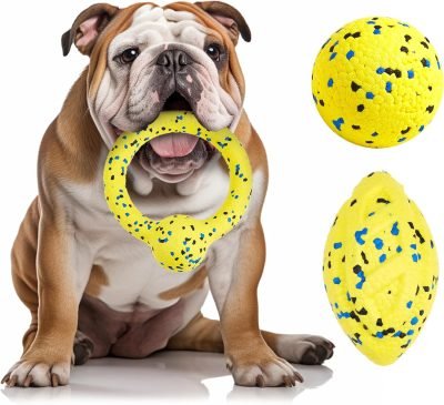 Dog Balls Tennis Ball Toys Dog Toys for Aggressive Chewers Durable Teething Chew Toys Water Toy Fetch Balls for Large Medium Small Dog and Puppies (4 Balls)