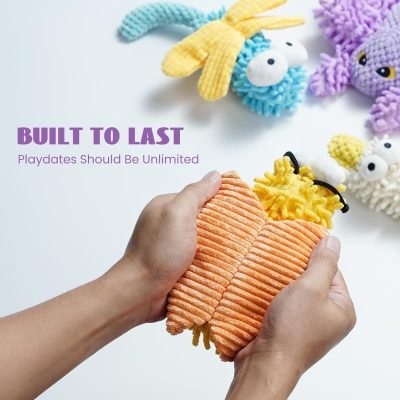 Small Medium Dog Toys, Soft Fabric Squeaky Puppy Toys, Keep Dogs Busy, Plush Durable Stuffed Crinkle Pet Chew Toys for Medium, Small Puppy Dogs, Cute Pet Teething Toys, 5 Packs