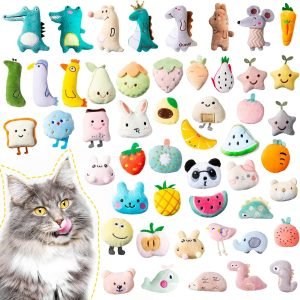 50 Pcs Catnip Toys for Indoor Cat Plush Cats Toys Bulk Interactive Catnip Filled Kitten Toys Cat Chew Toy Pet Cats Supplies