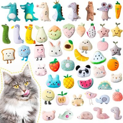 81DYqrpg_jL._AC_SL1500 50 Pcs Catnip Toys for Indoor Cat Plush Cats Toys Bulk Interactive Catnip Filled Kitten Toys Cat Chew Toy Pet Cats Supplies