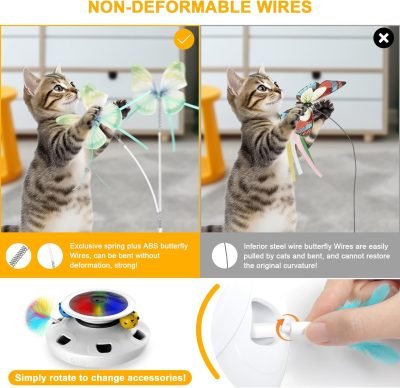 4 in 1 Cat Toys Rechargeable with 2000mAh Battery, Interactive Cat Toys for Indoor Cats, Track Balls Kitten Toy, Fluttering Butterfly, Electronic Whack a Mole for All Breeds