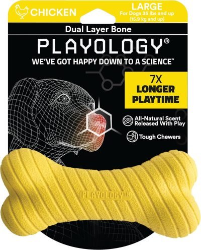 Layer Bone Toy for Large Dogs (35lbs & up) - Engaging All-Natural Sweet Potato Scented Durable Dog Chew Toy for Heavy Chewers - Easy to Clean - Interactive & Non-Toxic