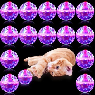15 Pieces Ghost Hunting Cat Ball Light up Cat Balls Motion Activated Interactive Cat Toy Small LED Glowing Pet Ball for Animal Dog Running Activity Indoor Supplies, 1.38 x 1.5 Inches