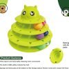Cat Toy Roller,3 Levels Tower with Six Multiple Balls Cat Turntable Toy,Funny Interactive Cat Toys for Indoor,Funny Puzzle Toy for Kitten Pet Cats,Do Exercise&Play Game (Yellow-Green)