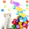158pcs Cat Ball Launcher Set, Interactive Cat Toy Pom Pom Balls for Bored, Lightweight and Silent Cat Toys Pet Ball Launcher Plush Ball Shoot Gun Toy for Indoor Cats Kitten (Glitter Balls)