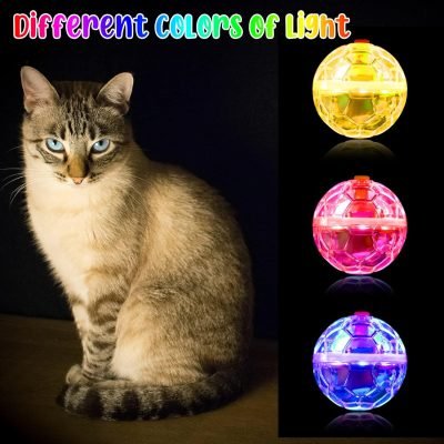 15 Pieces Ghost Hunting Cat Ball Light up Cat Balls Motion Activated Interactive Cat Toy Small LED Glowing Pet Ball for Animal Dog Running Activity Indoor Supplies, 1.38 x 1.5 Inches