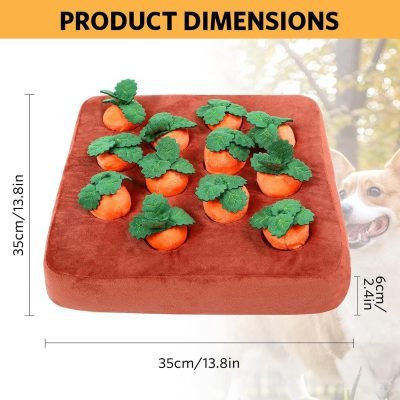 Dog Carrot Toy, Enrichment Dog Puzzle Toys, Hide and Seek Carrot Farm Dog Plush Chew Toys for Small Medium and Large Dogs Cats with 12 Carrots