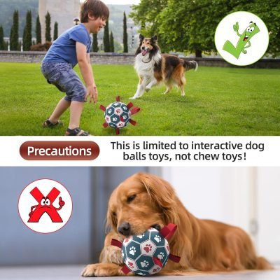 Dog Toys Soccer Ball with Straps, Interactive Toys for Tug of War, Puppy Birthday Toy, Dog Water Toy, Dog Balls for Small & Medium Dog (6 Inch)