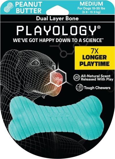 Layer Bone Toy for Large Dogs (35lbs & up) - Engaging All-Natural Sweet Potato Scented Durable Dog Chew Toy for Heavy Chewers - Easy to Clean - Interactive & Non-Toxic