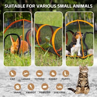 Outdoor Cat Tunnel, Pop Up Cat Tent - Outdoor Cat Playpen, Tents for Small Animals, Provides Double Fun with 2-Way Cat Playpen, Cat Tents for Outside