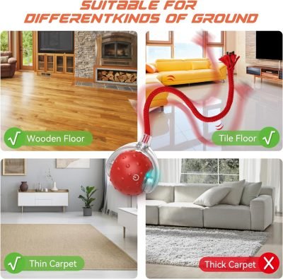 Interactive Cat Toys Ball, Motion Activate Electric Cat Toy, Automatic Pet Exercise Toys, Simulate Bird Calls, USB Rechargeable (Long Tail)