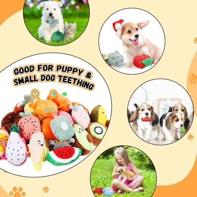 80 Pcs Dog Squeaky Toys Bulk for Small Puppy Dog Stuffed Plush Chew Toys Small Medium Dogs PET Toys with Squeakers for Puppies Teething (Novel Style)