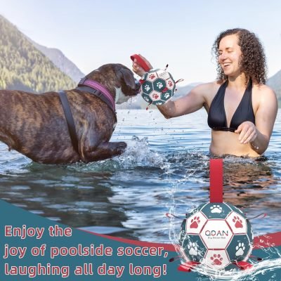 Dog Toys Soccer Ball with Straps, Interactive Toys for Tug of War, Puppy Birthday Toy, Dog Water Toy, Dog Balls for Small & Medium Dog (6 Inch)