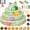 26pcs Cat Toys 4-Level Roller Track for Indoor Cats, Interactive Cat Toy with Colorful Balls Self Play Kitten Puzzle Toys, Fun Kitty Exercise Toys (Green)
