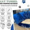 Cat Tunnel and Bed Toy Set with Removable Plush Bed for Indoor Use; Perfect for Cats, Dogs, and Ferrets; Cat Toys Attached; Top Pet Tunnel for Fun, Exercise, and Rest; Cat Toys for Indoor Cats (Blue).