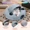 81g0p04f7RL._AC_SL1500 Cat Tunnel Bed, Indoor Cat Tunnels with Hanging Balls, Peepholes, and Washable Mat, Green