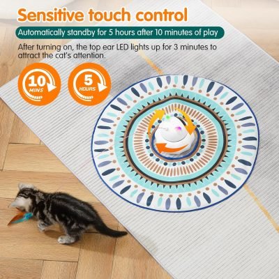 Cat Laser Toy Automatic, 4-in-1 Interactive Cat Toys for Indoor Cats, Hide and Seek Kitten Wand Toy, USB Rechargeable Electronic Kitten Toys with Moving Feather, Cover for Bored Cats All Breeds