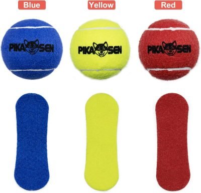 Dog Squeaky Tennis Balls for Pet Playing in 3 Sizes Premium Strong Dog & Puppy Balls for Training, Play, Exercise The Easiest Color for Dogs Red Yellow Blue (Medium-12pack)