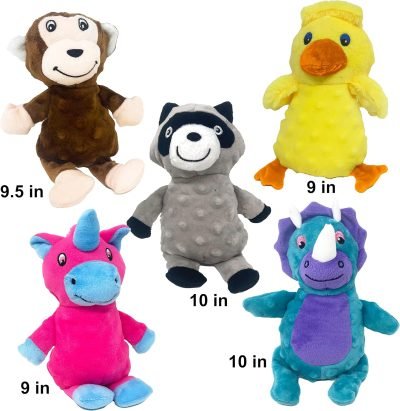 5 Pack Tough Plush Animal Dog Toys Assortment Value Bundle Dog Squeaky Toys Assortment Puppy Pet Mutt Dog Toy Dog Squeak Toy for Medium Large Dogs (5 Pack Dots)