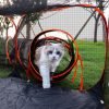 Cat Tunnel Tube Cat Enclosures Foldable Cat Tent Small Animal Playpen Bunny Cage Cat Toy Pet Tents Outdoor Indoor for Fun Orange with Storage Bag