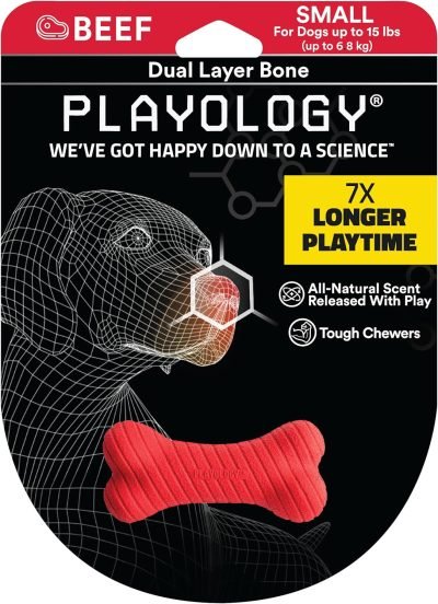 Layer Bone Toy for Large Dogs (35lbs & up) - Engaging All-Natural Sweet Potato Scented Durable Dog Chew Toy for Heavy Chewers - Easy to Clean - Interactive & Non-Toxic