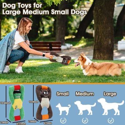 Squeaky Dog Chew Toys for Aggressive Chewers, Dog Toys for Large Medium Small Breed Dog, Indestructible Tough Durable Dogs Toys Interactive Puppy Teeth Clean Natural Rubber(Raccoon & Zombie)