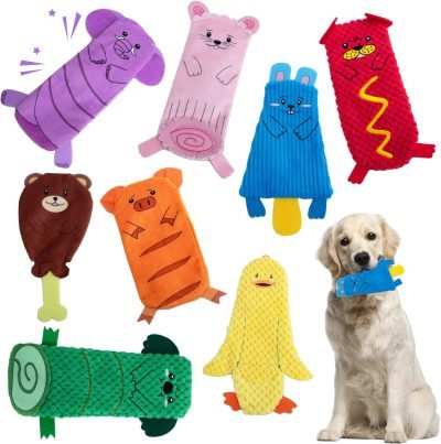 Dog Toy, 8 Pack Dog Squeaky Toys for Chewer Small, Medium, and Large Breed,Cute Durable Interactive Dog Toys for Indoor Puppy Teething, Pet Entertaining, Fun, with Squeaker & Crinkle Paper