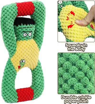 Squeaky Dog Chew Toys for Aggressive Chewers, Dog Toys for Large Medium Small Breed Dog, Indestructible Tough Durable Dogs Toys Interactive Puppy Teeth Clean Natural Rubber(Raccoon & Zombie)