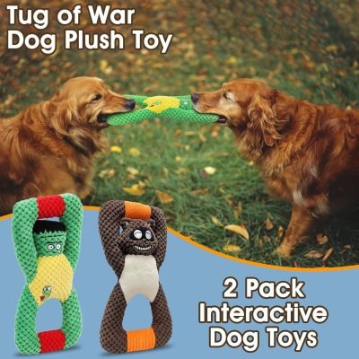 Squeaky Dog Chew Toys for Aggressive Chewers, Dog Toys for Large Medium Small Breed Dog, Indestructible Tough Durable Dogs Toys Interactive Puppy Teeth Clean Natural Rubber(Raccoon & Zombie)