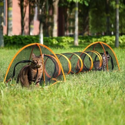 Outdoor Cat Tunnel, Pop Up Cat Tent - Outdoor Cat Playpen, Tents for Small Animals, Provides Double Fun with 2-Way Cat Playpen, Cat Tents for Outside