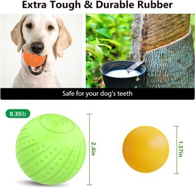 Interactive Dog Toy Ball 2.3'' 2 Interactive Modes Soft Enhanced Rubber Bite Resistant Durable Motion Activated Automatic Rolling Ball Toys with LED