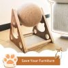 Cat Toys Sisal Scratcher Ball, Natural Sisal Cat Scratching Ball, Cat Scratcher Toy with Ball, Scratching Ball for Cats and Kittens, Interactive Solid Wood Scratcher Pet Toy, Diameter 6.5 Inch