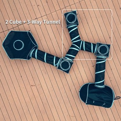 91QEWXVV8FL._AC_SL1500 Cat Furniture Tent for Indoor and Outdoor Playpen Portable Cat Tunnels, Outdoor Kennel (2 Cube + 3-Way Tunnel)