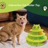 Cat Toy Roller,3 Levels Tower with Six Multiple Balls Cat Turntable Toy,Funny Interactive Cat Toys for Indoor,Funny Puzzle Toy for Kitten Pet Cats,Do Exercise&Play Game (Yellow-Green)