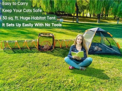 91oTx711e1L._AC_SL1500 Portable Outdoor Cat Enclosures for Indoor Cats, 4-in-1 Large Cat Tent Outdoor with Tunnel for Cats and Other Pets