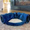 Cat Tunnel and Bed Toy Set with Removable Plush Bed for Indoor Use; Perfect for Cats, Dogs, and Ferrets; Cat Toys Attached; Top Pet Tunnel for Fun, Exercise, and Rest; Cat Toys for Indoor Cats (Blue).